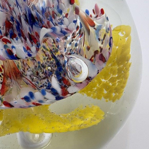 Hand-Blown Murano Style Floral Art Glass Paperweight Sphere Large Heavy 5x5x4.5" - Picture 4 of 6